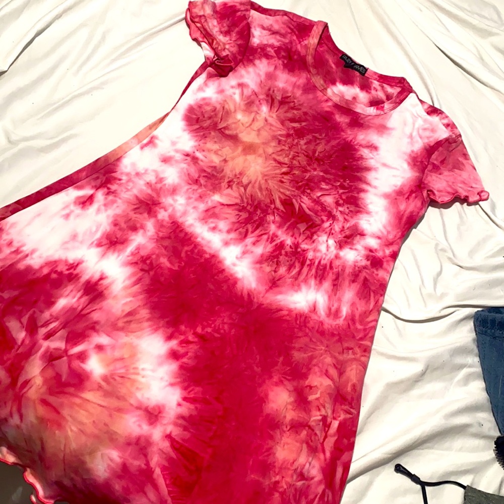 Tie dye dress pink and white